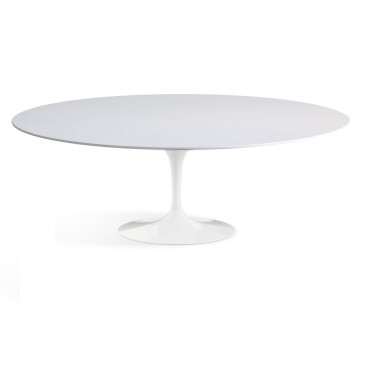 tulip re-edition by Eero Saarinen oval table with laminate top or carrara marble, black marquinia, arabescato vagli, calacatta g