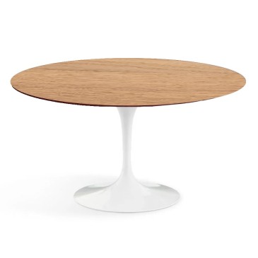 Round Tulip table with solid wood in various finishes