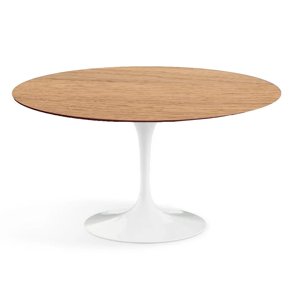 Round Tulip table with solid wood in various finishes