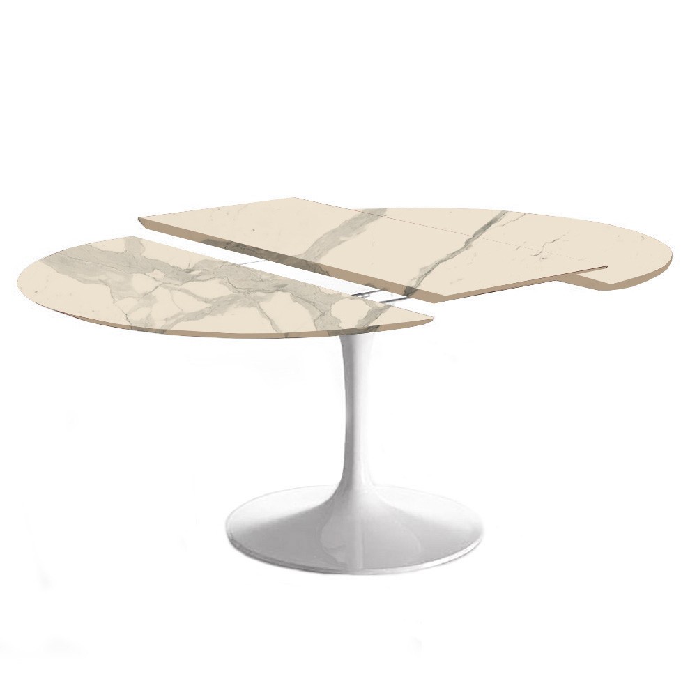 Extendable oval Tulip table with laminam top