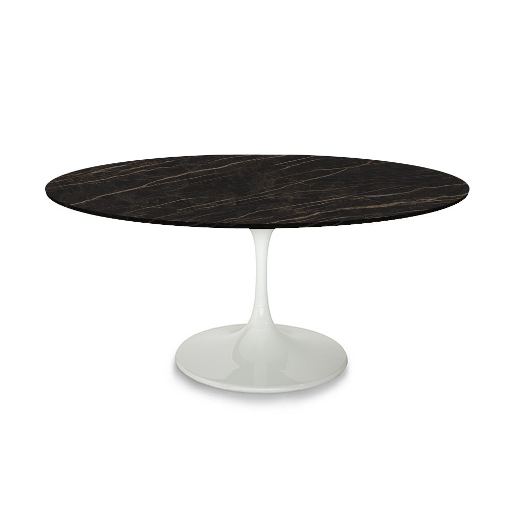 Oval Tulip table with new look and indestructible ceramic top